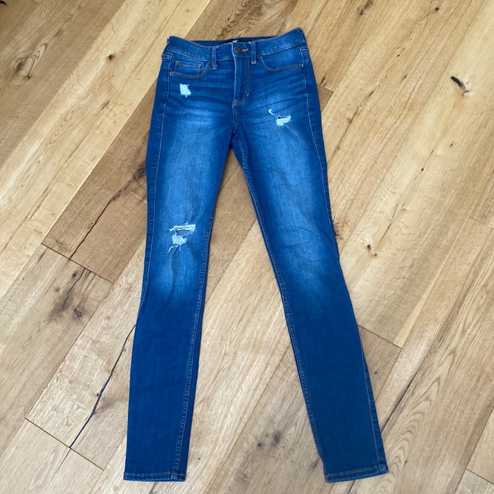 Hollister Lightly Distressed High Rise Super Skinny Jeans